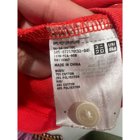 Men’s Uniqlo Cotton Orange Red Polo Large - Picture 6 of 6